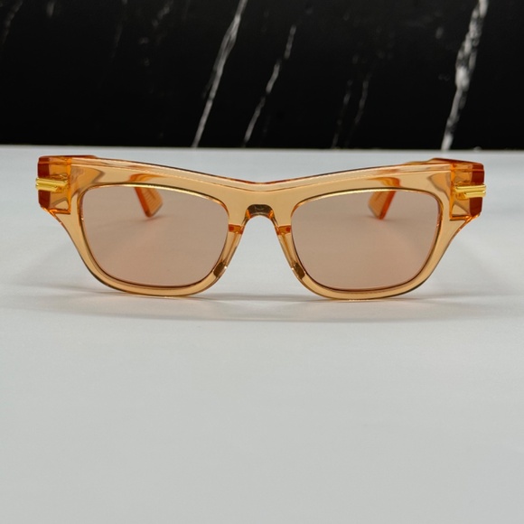 NEW BV1122S 007 BOTTEGA VENETA ORANGE BROWN CAT EYE WOMEN SUNGLASSES - Picture 6 of 11